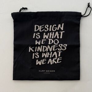 Kurt Geiger Black Drawstring Dust Bag with White Quote Typography